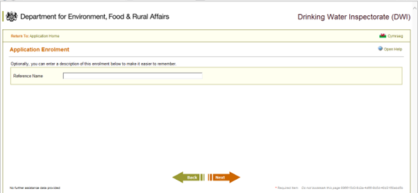 A screenshot of next Reg31 portal enrolment webpage giving the option to enter a reference.