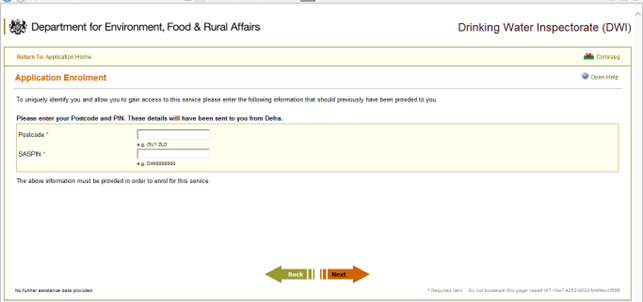 A screenshot of next Reg31 portal enrolment webpage, requesting the two known facts already obtained from DWI.