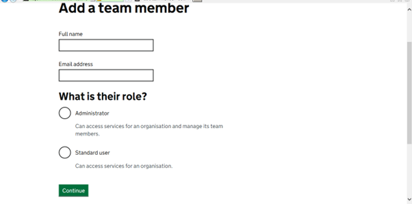 A screenshot of Add a team member webpage